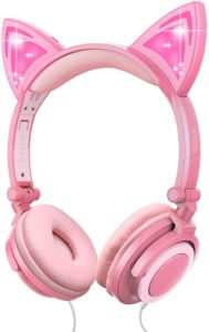 6. Kids Headphones Cat Ear On Ear Headphones Peach