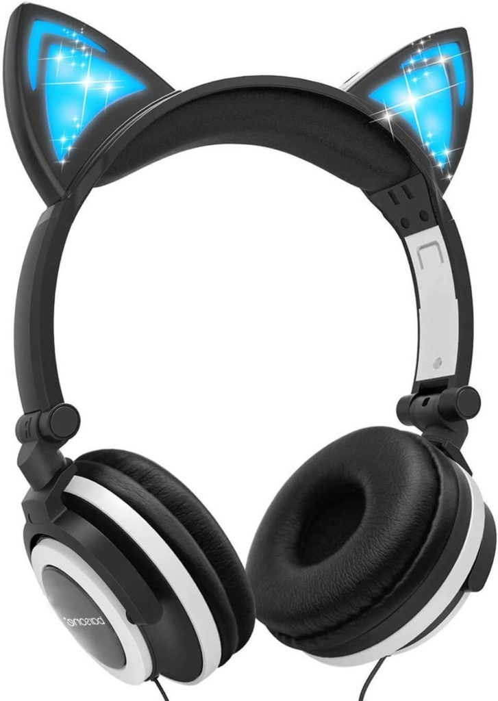 9. Barsone Wired Foldable On Ear Headsets With Led Glowing Light Black