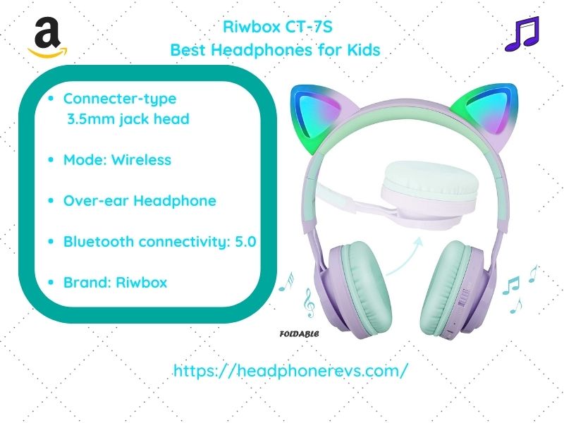 Riwbox CT-7S Cat Ear Bluetooth headphones