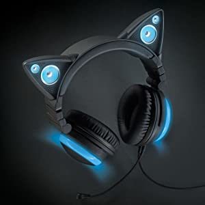 brookstone wired cat ear headphones blue headphones