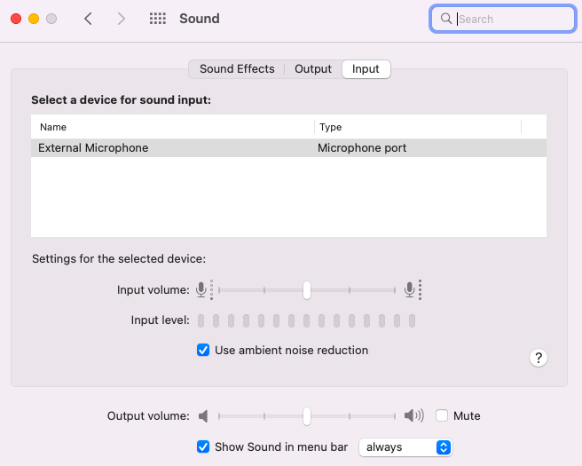 mac audio setting